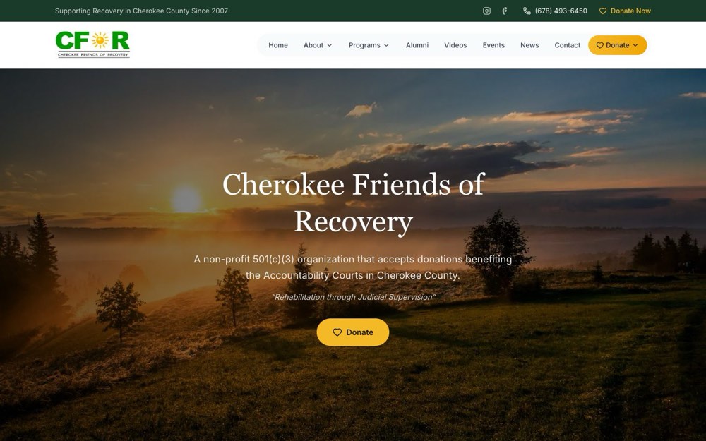 Cherokee Friends of Recovery website