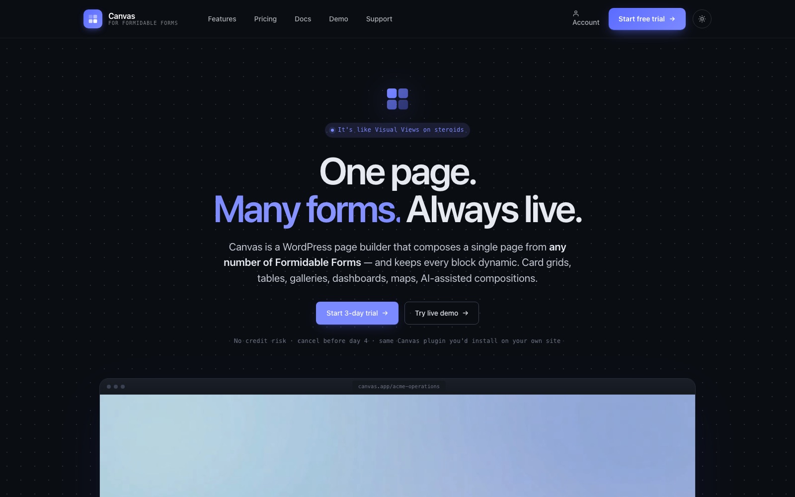 Canvas for Formidable website
